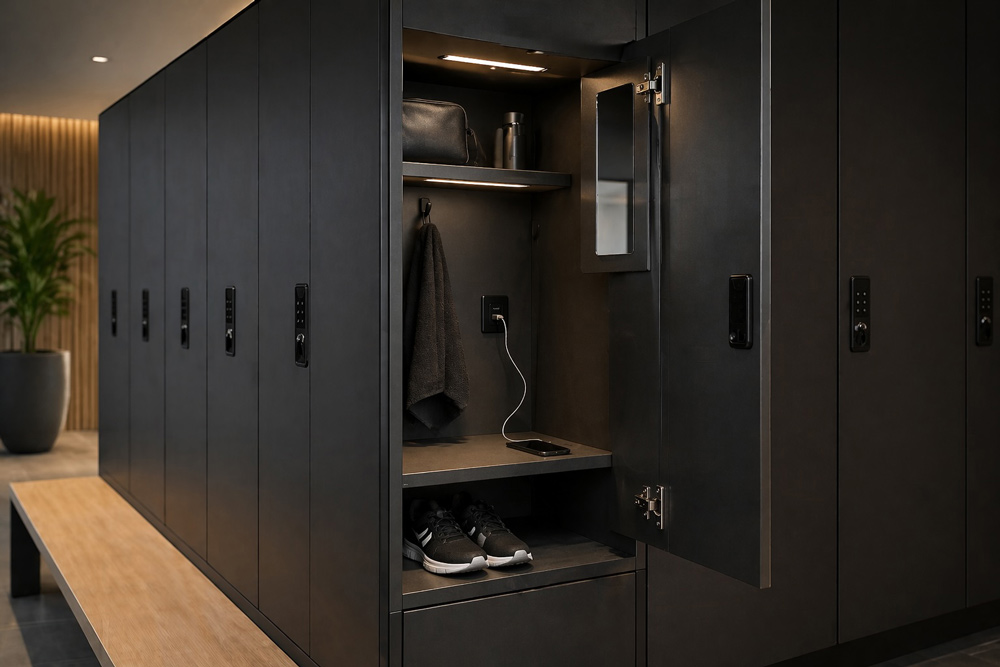 Fenolock - Premium locker interior with lighting, mirror, shelves and charging solution