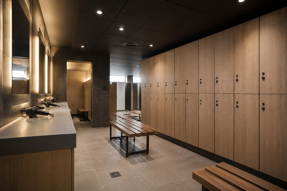 Fenolock heavy-duty lockers with durable materials and functional benches